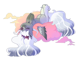 Size: 1024x768 | Tagged: safe, artist:akiiichaos, derpibooru import, oc, pegasus, pony, cloud, female, mare, on back