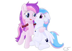 Size: 4092x2893 | Tagged: safe, artist:cyanspark, derpibooru import, oc, oc only, oc:malina, oc:starburn, bat pony, pegasus, pony, bow, cute, female, hug, jewelry, mother and child, mother and daughter, necklace, ocbetes, parent and child, pigtails, simple background, transparent background
