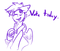 Size: 522x445 | Tagged: safe, artist:conmanwolf, derpibooru import, scootaloo, pegasus, pony, fanfic:rainbow factory, ask factory scootaloo, clothes, factory scootaloo, hoodie, november 6 midterm elections