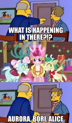 Size: 666x1142 | Tagged: safe, derpibooru import, edit, edited screencap, screencap, alice the reindeer, aurora the reindeer, bori the reindeer, deer, reindeer, best gift ever, 22 short films about springfield, aurora borealis, crossover, door, principal skinner, steamed hams, superintendent chalmers, table, the gift givers, the simpsons