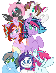 Size: 790x1020 | Tagged: safe, artist:cornerverse, derpibooru import, oc, oc only, oc:allegro, oc:heartbeat, oc:jewel, oc:radiant dusk, oc:star glow, oc:supernova, oc:windy zephyr, base used, magical lesbian spawn, offspring, parent:fancypants, parent:fluttershy, parent:oc:bright heart, parent:pinkie pie, parent:rainbow dash, parent:rarity, parent:sonata dusk, parent:starlight glimmer, parent:sunburst, parent:thunderlane, parent:twilight sparkle, parents:canon x oc, parents:pinata, parents:raripants, parents:starburst, parents:thundershy, simple background, transparent background