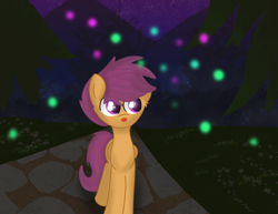 Size: 3300x2550 | Tagged: safe, artist:skyflys, derpibooru import, scootaloo, pony, cute, female, filly, night, solo