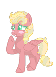 Size: 730x1006 | Tagged: safe, artist:abigail716, derpibooru import, oc, oc only, pony, base used, blank flank, blush sticker, blushing, female, mare, offspring, parent:big macintosh, parent:vapor trail, parents:vapormac, requested art, solo, wings