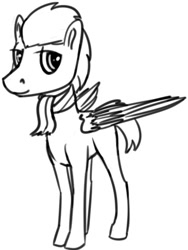 Size: 505x671 | Tagged: safe, artist:tempusfidgets, derpibooru import, oc, oc:mark, pegasus, pony, male, monochrome, simple background, solo