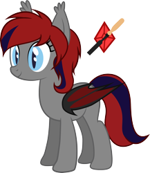 Size: 2603x2998 | Tagged: safe, artist:duskthebatpack, derpibooru import, oc, oc only, oc:ruby dust, bat pony, pony, bat pony oc, bat wings, ear fluff, female, folded wings, mare, simple background, slit eyes, smiling, solo, standing, transparent background, vector, wings