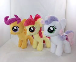 Size: 1844x1512 | Tagged: safe, artist:planetplush, derpibooru import, apple bloom, scootaloo, sweetie belle, earth pony, pegasus, pony, unicorn, cutie mark crusaders, female, filly, irl, photo, plushie, trio