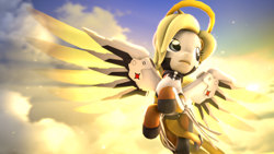 Size: 2560x1440 | Tagged: safe, artist:argodaemon, derpibooru import, pegasus, pony, 3d, digital art, female, mare, mercy, overwatch, ponified, solo, source filmmaker