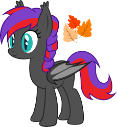 Size: 2741x2998 | Tagged: safe, artist:duskthebatpack, derpibooru import, oc, oc only, oc:violet iridescence, bat pony, pony, bat wings, ear fluff, female, folded wings, mare, simple background, slit eyes, smiling, solo, standing, transparent background, vector