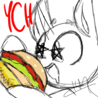 Size: 200x201 | Tagged: safe, artist:kaywhitt, derpibooru import, burger, commission, drool, food, hay burger, icon, solo, starry eyes, wingding eyes, your character here