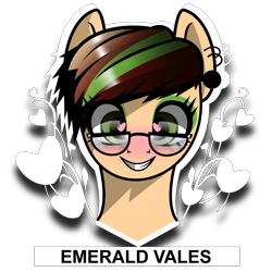 Size: 3200x3200 | Tagged: safe, artist:alexdiamondskye, derpibooru import, oc, oc:emerald vales, blushing, brown mane, cute, ear piercing, eyeliner, eyeshadow, female, feminine hygiene products, glasses, heart, makeup, mare, piercing, sibling, simple background, smiling, tan fur, transparent background