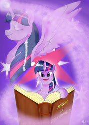 Size: 600x842 | Tagged: safe, artist:papyjr13, derpibooru import, twilight sparkle, twilight sparkle (alicorn), alicorn, book, solo