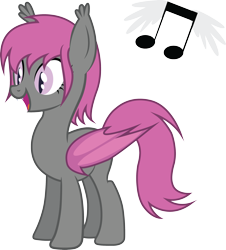 Size: 2491x2752 | Tagged: safe, artist:duskthebatpack, derpibooru import, oc, oc only, oc:fruitful melody, bat pony, pony, bat wings, ear fluff, fangs, female, folded wings, happy, mare, open mouth, simple background, slit eyes, solo, standing, transparent background, vector