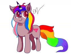 Size: 1600x1200 | Tagged: safe, artist:rave-kunnn, derpibooru import, oc, oc:lgbt pony, pony, asexual, asexual pride flag, bisexual pride flag, bisexuality, gay pride, gay pride flag, lgbt, pansexual, pansexual pride flag, pink triangle, pride, pride ponies, simple background, solo, transgender, transgender pride flag, white background
