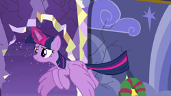 Size: 1280x720 | Tagged: safe, derpibooru import, screencap, twilight sparkle, twilight sparkle (alicorn), alicorn, pony, best gift ever, female, flying, mare, solo, spread wings, wings