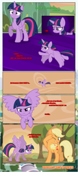 Size: 1919x4225 | Tagged: safe, artist:estories, derpibooru import, applejack, twilight sparkle, twilight sparkle (alicorn), alicorn, earth pony, pony, comic:a(pple)ffection, comic, tree