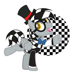 Size: 1024x1015 | Tagged: safe, artist:mintoria, derpibooru import, oc, oc only, oc:checkerboard, pegasus, pony, base used, bowtie, glasses, hat, male, simple background, solo, stallion, top hat, transparent background