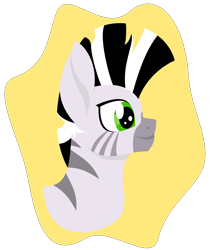 Size: 3000x3534 | Tagged: safe, alternate version, artist:alltimemine, derpibooru import, oc, oc only, oc:xenith, zebra, fallout equestria, abstract background, bust, fanfic, fanfic art, female, inkscape, lineless, mare, portrait, profile, simple background, smiling, solo, transparent background, vector