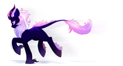 Size: 2328x1260 | Tagged: safe, artist:zlayd-oodles, derpibooru import, oc, oc only, kirin, female, kirin oc, raised hoof, simple background, white background