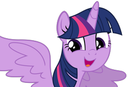 Size: 5041x3453 | Tagged: safe, artist:sketchmcreations, derpibooru import, twilight sparkle, twilight sparkle (alicorn), alicorn, father knows beast, cute, happy, open mouth, simple background, spread wings, transparent background, twiabetes, vector, wings