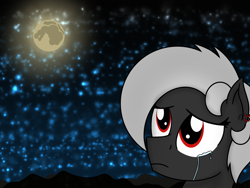 Size: 1600x1200 | Tagged: safe, artist:toyminator900, derpibooru import, oc, oc only, oc:luriel maelstrom, pegasus, pony, crying, ear piercing, earring, eyelashes, jewelry, looking up, moon, night, piercing, stars