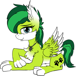 Size: 1228x1221 | Tagged: safe, artist:calena, derpibooru import, oc, oc only, oc:evergreen feathersong, pegasus, werewolf, fangs, paw prints, paws, riptire, wings
