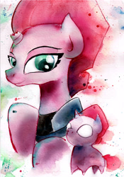 Size: 2409x3437 | Tagged: safe, artist:mashiromiku, derpibooru import, fizzlepop berrytwist, tempest shadow, pony, movie, solo, traditional art, watercolor painting