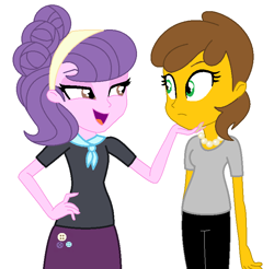 Size: 760x748 | Tagged: safe, artist:doroshll, artist:tigerprincesskaitlyn, derpibooru import, suri polomare, oc, oc:angela, equestria girls, base used, bedroom eyes, clothes, female, hand on chin, jeans, jewelry, necklace, pants, pearl necklace, shirt, simple background, skirt, t-shirt, white background