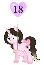 Size: 900x1314 | Tagged: safe, artist:cindydreamlight, derpibooru import, oc, oc only, oc:cindy, pony, unicorn, balloon, base used, bow, female, freckles, mare, simple background, solo, tail bow, transparent background