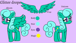 Size: 1920x1080 | Tagged: safe, artist:徐詩珮, derpibooru import, glitter drops, alicorn, pony, unicorn, my little pony: the movie, alicornified, female, mother, next generation, older glitter drops, race swap, reference sheet, wings