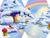 Size: 1994x1518 | Tagged: safe, derpibooru import, edit, bird, g3, bridge, frozen, lake, no pony, official, rainbow, scan, scenery, scenery porn, snow, tree, winter