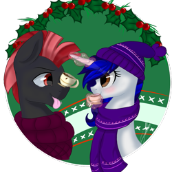 Size: 1181x1181 | Tagged: safe, artist:sweetkllrvane, derpibooru import, oc, pony, unicorn, female, male, mare, oc x oc, shipping, smiling, stallion, straight