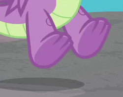 Size: 289x226 | Tagged: safe, derpibooru import, screencap, spike, dragon, a matter of principals, claws, cropped, feet, legs, male, pictures of legs, toes, underfoot, winged spike