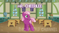 Size: 1280x720 | Tagged: artist needed, source needed, safe, derpibooru import, cheerilee, jubilance, male, obtrusive watermark, ponyville schoolhouse, rule 63, solo, watermark