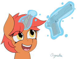 Size: 2770x2126 | Tagged: safe, artist:aezaelia, derpibooru import, pony, unicorn, gun, handgun, m1911, magic, pistol, silverballer, solo, telekinesis, weapon