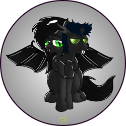 Size: 5000x5000 | Tagged: safe, artist:lakword, derpibooru import, oc, oc:flik, oc:kuro, bat pony, changeling, pony, absurd resolution, bat pony oc, changeling oc, grumpy, hug, hug from behind, latex, pair, simple background, sitting, spread wings, transparent background, wings