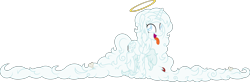 Size: 4001x1311 | Tagged: safe, artist:fuzzybrushy, derpibooru import, oc, oc:wolfenshane, pony, unicorn, female, halo, heaven, impossibly long hair, long mane, mare, open mouth, simple background, solo, tongue out, transparent background, vector