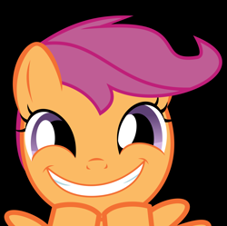 Size: 2510x2497 | Tagged: safe, artist:keronianniroro, derpibooru import, scootaloo, pegasus, pony, just for sidekicks, cute, cutealoo, face of evil, faic, female, filly, solo, vector, wide smile