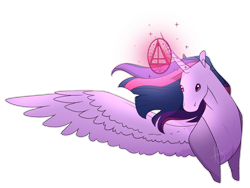 Size: 1280x960 | Tagged: safe, artist:ask-azalea-grey, derpibooru import, twilight sparkle, twilight sparkle (alicorn), alicorn, pony, female, glowing horn, magic, mare, realistic, simple background, solo, spread wings, transparent background, windswept mane, wings