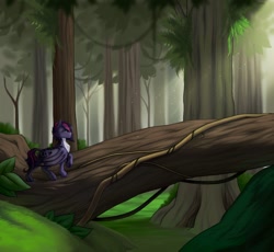 Size: 1280x1178 | Tagged: safe, artist:empaws, derpibooru import, oc, oc only, oc:stara knight, bat pony, pony, crepuscular rays, female, forest, grass, solo, tree