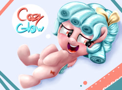 Size: 1884x1392 | Tagged: safe, artist:alishasilver, derpibooru import, cozy glow, pegasus, pony, cozybetes, cute, cutie mark, female, filly, freckles, misleading thumbnail, on back, open mouth, open smile, solo, wings