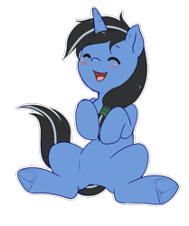 Size: 1673x2000 | Tagged: safe, artist:evomanaphy, derpibooru import, oc, oc only, oc:night rain, pony, unicorn, blushing, chibi, cute, eyes closed, male, ocbetes, open mouth, ponytail, simple background, smiling, solo, transparent background