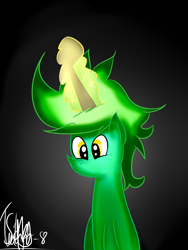 Size: 1204x1600 | Tagged: safe, artist:wonderschwifty, derpibooru import, oc, oc:femstin endmmar, darkness, glowing horn