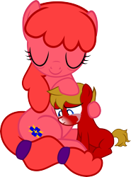 Size: 5000x6775 | Tagged: safe, artist:pilot231, derpibooru import, oc, oc only, oc:iris mustang, oc:max mustang, pony, absurd resolution, colt, comforting, crying, embrace, female, foal, holding close, male, mare, mother and child, mother and son, parent and child, past, snow tip nose, tears of pain, vector