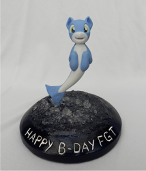 Size: 2603x3048 | Tagged: safe, artist:hovel, derpibooru import, oc, oc only, dolphin, hybrid, original species, craft, happy birthday, sculpture, solo, vulgar