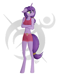 Size: 1280x1655 | Tagged: safe, artist:virenth, derpibooru import, oc, oc only, oc:quelanna cali, anthro, unicorn, clothes, female, pinup, simple background, solo, transparent background