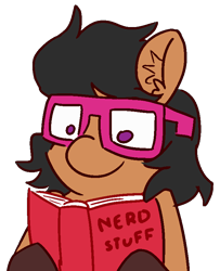 Size: 650x800 | Tagged: safe, artist:threetwotwo32232, derpibooru import, oc, oc only, oc:exxie, pegasus, pony, book, female, glasses, mare, simple background, solo, transparent background