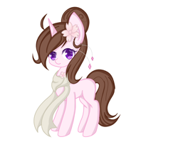 Size: 1250x1000 | Tagged: safe, derpibooru import, oc, oc only, pony, unicorn, clothes, female, flower, flower in hair, looking at you, mare, scarf, simple background, solo, white background