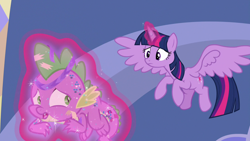 Size: 1280x720 | Tagged: safe, derpibooru import, screencap, spike, twilight sparkle, twilight sparkle (alicorn), alicorn, dragon, best gift ever