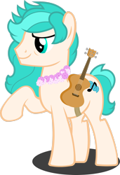 Size: 1280x1873 | Tagged: safe, artist:fletcherthehuntress, derpibooru import, oc, oc:tidal note, earth pony, pony, male, show accurate, simple background, solo, stallion, transparent background, ukulele