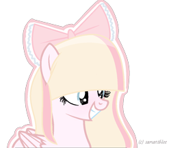 Size: 1012x876 | Tagged: safe, artist:samanthiee, derpibooru import, oc, pegasus, pony, bow, female, hair bow, mare, simple background, solo, transparent background